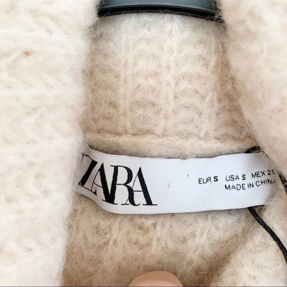 Zara Wool Mohair Blend Beaded Turtleneck Sweater Bloggers Fav Small - Picture 6 of 9